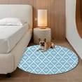 thumbnail image 3 of Minimalist Art Round Rug 5ft Washable Circle Kitchen Rugs Non Slip Boho Abstract Floral Lattice Light Blue Large Area Rug Indoor Floor Carpet for Bedroom Living Room Home Office Dining Room Nursery, 3 of 9