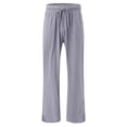 thumbnail image 5 of Women's cotton and linen leggings, high-waisted, casual, loose-fitting, straight-leg with pockets., 5 of 9