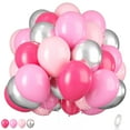 thumbnail image 5 of Pink Balloons Set, 60PCS Hot Pink Latex Balloons, 12 Inch Confetti Balloon Metallic Silver Balloons for Girls Women Baby Shower Wedding Birthday Party Decorations, 5 of 5