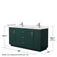 thumbnail image 5 of Wyndham Collection Miranda 66" Veneer Wood Double Bathroom Vanity in Green, 5 of 6