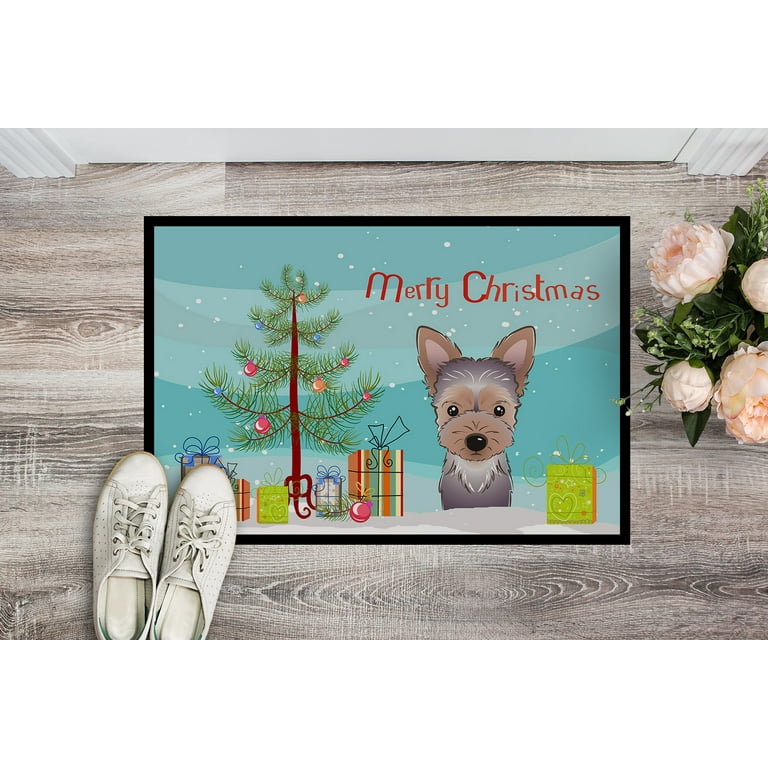 Caroline's Treasures BB1604MAT Christmas Tree and Yorkie Puppy