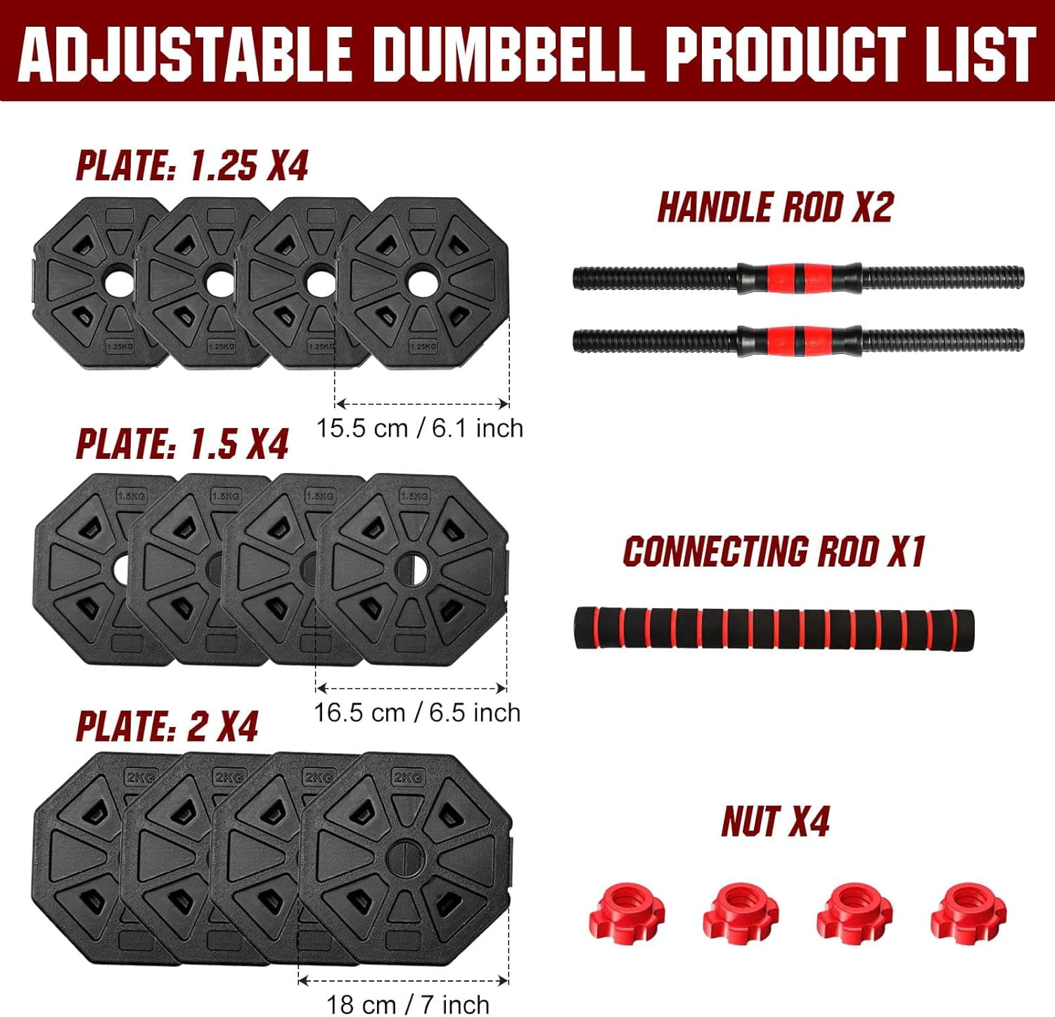 Adjustable Dumbbell Set, 40lbs Free Weights with Connector, Convertible Dumbbell Barbell Push-up Stand Set, 3 in 1 Home Gym Fitness Weight Set for Men/Women