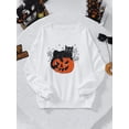 thumbnail image 2 of Arvbitana Women's Halloween Sweatshirts Pumpkin Cat Patterns Crew Neck Pullovers Fall Winter Long Sleeve Hoodies Lightweight Jumpers Tops Streetwear, 2 of 7