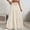 Beige, variant on Dianli Gifts Skirts Dresses Solid Color Drawstring Pocket Pleated Skirt Elastic Waist Casual Satin Or Cotton Finish Functional Pocket Comfortable Pull On Day To Night Skirt