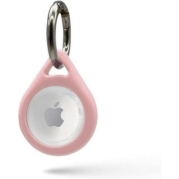 AirTag Case - Silicone Air Tag Holder with Carabiner Keychain Clip, AirTag Holder by (Light Pink)
