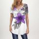 thumbnail image 2 of Camisas de Manga Corta para las Mujeres Casual V-Cuello Imprimir Top, Moda Poliéster/Spandex Blusa de Verano para Diario, 2 of 6