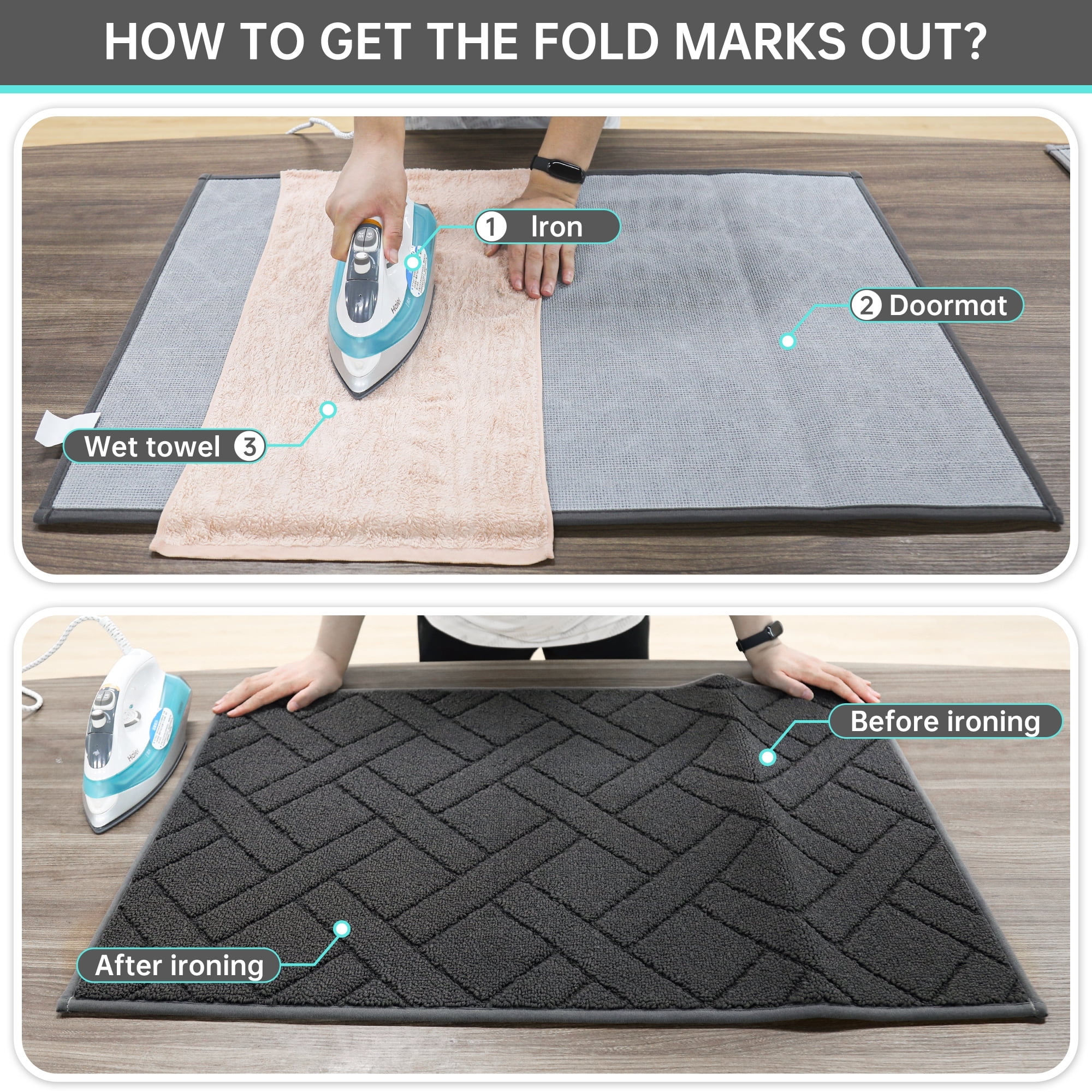 FLOORHUG Doormat Indoor 24"x36", Front Door Mat Non-Slip for Entrance, Absorbent Resist Dirt Door Rug for Inside, Low-Profile Welcome Mat, Entryway Rug Floor Mats Machine Washable, Charcoal