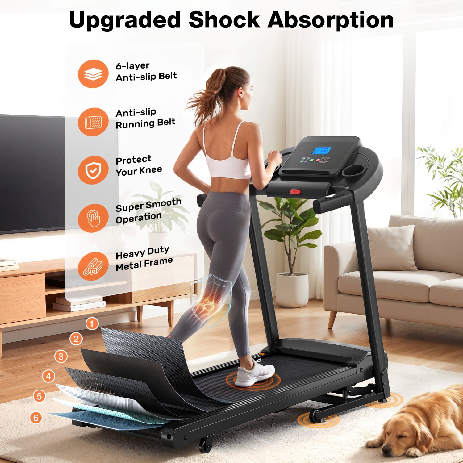 330-440lbs Capacity Treadmill for Home, Foldable Treadmill with 0-15% Auto Incline, Portable Treadmill Compact Foldable Walking Pad Treadmills with 7.5 MPH Speed