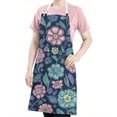 thumbnail image 5 of Pioneer Flower Floral Print Pattern Apron-Garden Aprons for Women with Pockets-Cotton Linen Waterproof Kitchen Cooking Gardening Aprons Adjustable for Kitchen,Cooking,BBQ and Salon 33x27 Inch, 5 of 7
