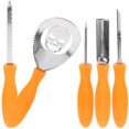 thumbnail image 2 of Miangastore Kit de Sculpture de Citrouille Professionnel Orange 5 Pcs Poignée Ergonomique Acier Inoxydable, 2 of 8