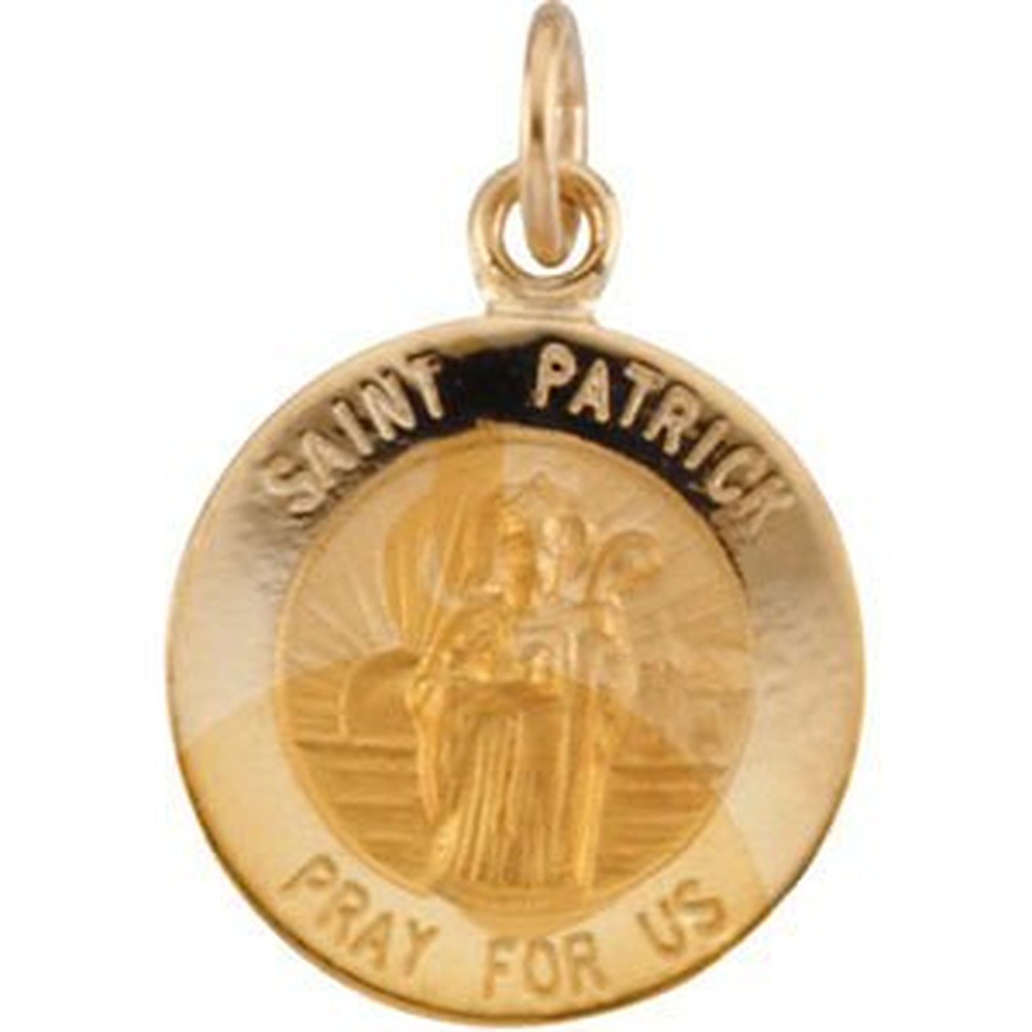 14K Yellow 12mm Round St Patrick Medal