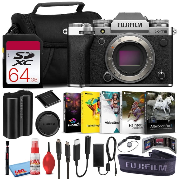 Fujifilm X-T5 Mirrorless Digital Camera (Body Only, Silver), 40.2MP APS-C   Bundle