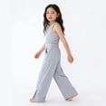 thumbnail image 3 of dazeni Girls Wide Leg Sweatpants Pockets Side Split Quick Dry Athletic High Waisted Baggy Causal Trousers Lightweight Outdoor Camping Gray 11 Years, 3 of 7