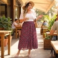 thumbnail image 3 of Faldas de talla grande Agnes Orinda para mujeres, con cintura elástica, en capas, fluidas, falda maxi de verano 1X negra, 3 of 8
