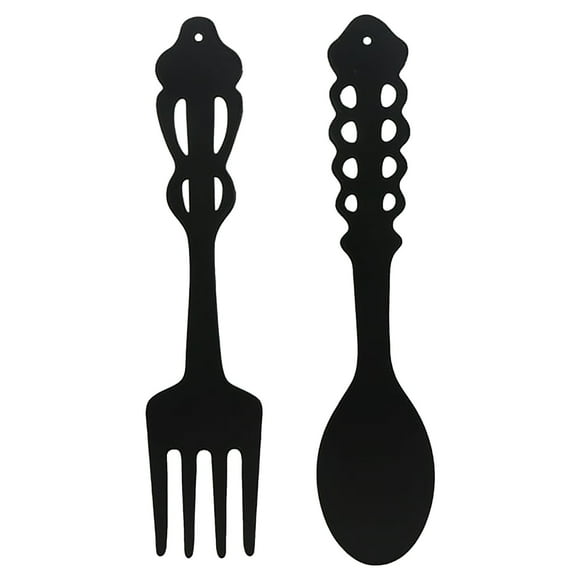 Metal Fork Spoon Wall Decor - Farmhouse Sculpture for Kitchen, Dining Room & Rustic Home Decor | Hanging Art, Vintage Style, Decorative Accent for Country Themed Interiors