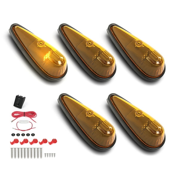 Amber Front Teardrop Cab Marker Lights 5 PCS 9 LED Fit For Motorhome RV Truck