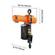 VEVOR 2200 lbs Electric Chain Hoist, 20 ft Lifting Height, 120V Single Phase Overhead Crane with 15 ft Wired Remote Control, G100 Chain Electric Lift Hoist for Factories, Warehouses, Garages