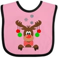 thumbnail image 3 of Inktastic Cute Christmas Reindeer with Red Nose, Ornaments and Bow Tie Boys or Girls Baby Bib, 3 of 4