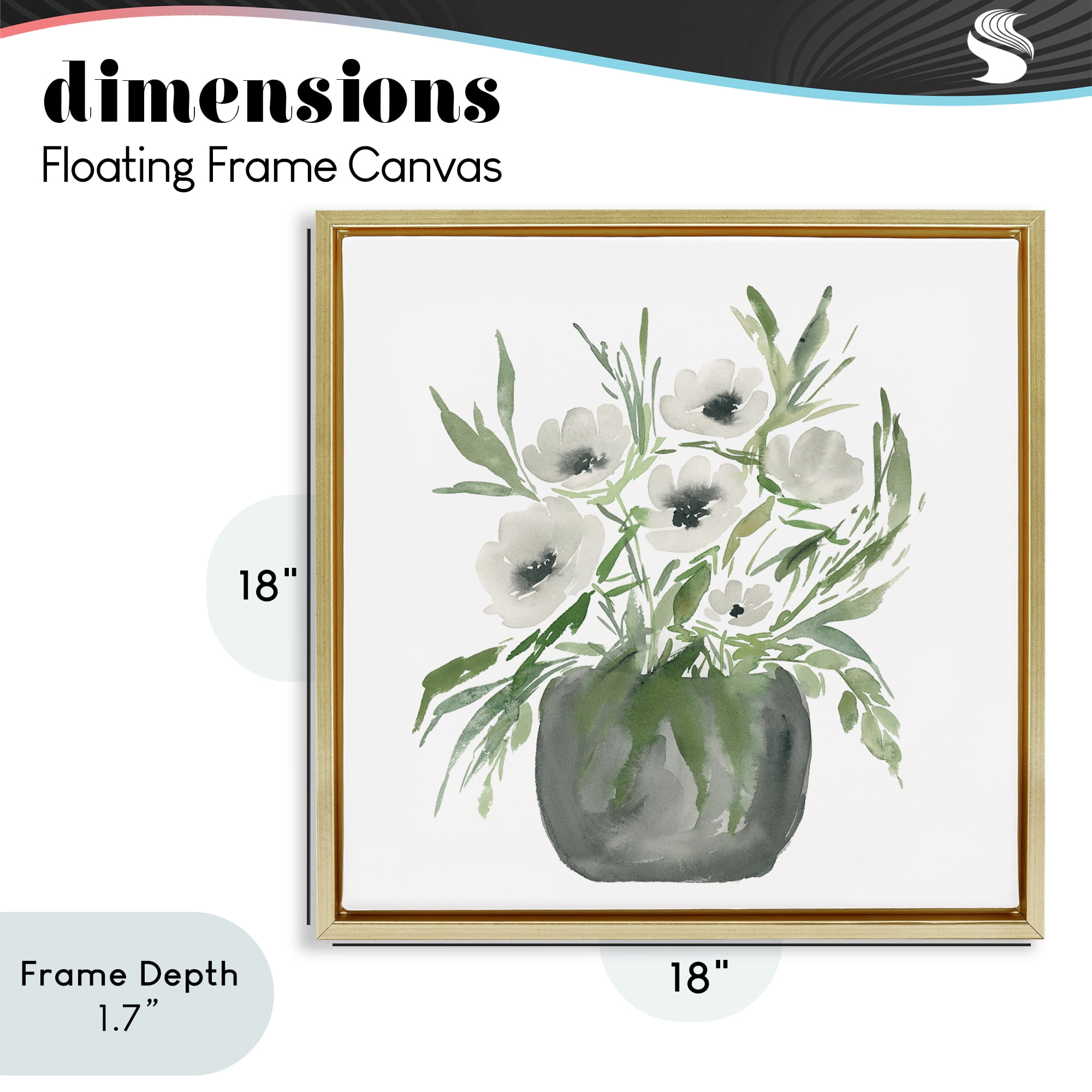 Stupell Industries Soft White Anemones Gold Framed Floater Canvas Wall Art, design by Lucille Price
