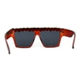 thumbnail image 2 of Huge Dripping Nugget Rhinestone Brow Flat Top Horn Rim Sunglasses Dark Orange Black, 2 of 4