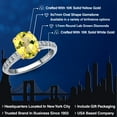 thumbnail image 2 of Gem Stone King 10K Two Tone Gold Canary Mystic Topaz and Lab Grown Diamond Engagement Ring for Women | 2.20 Cttw | Oval 9X7MM | Gemstone November Birthstone | Size 6, 2 of 6