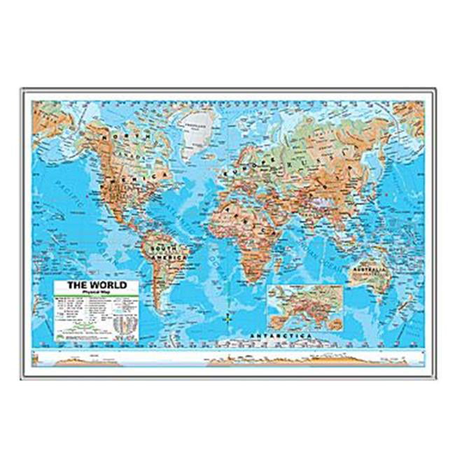 Universal Map 16468 World Advanced Physical Mounted & Silver Framed Map ...
