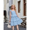 thumbnail image 4 of Arshiner Girls Dresses Ruffle Sleeve Tiered Casual Flowy Swing Tween Sundress with Pockets for Girls, 4 of 6