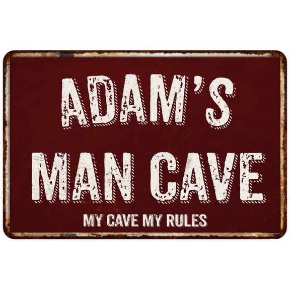 ADAM'S Man Cave Red Grunge Sign 8 x 12 High Gloss Metal Sign 208120003033