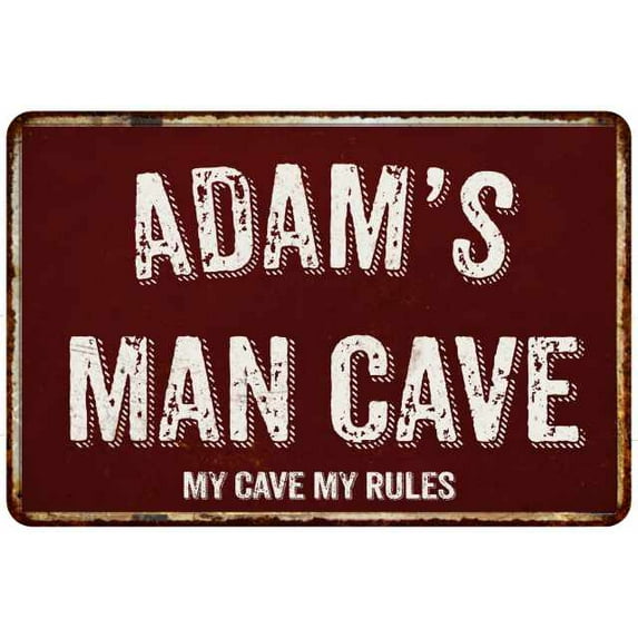 ADAM'S Man Cave Red Grunge Sign 16 x 24 Matte Finish Metal Sign 116240003033