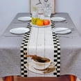 thumbnail image 3 of Coffee Wood Grain Retro Lattice Table Runner Home Wedding Table Flag Mat Centerpieces Decoration Party Dining Long Tablecloth, 3 of 6