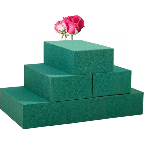 Pack of 6 Floral Foam Blocks Each (5.5"L x 3.1"W x 1.7"H) Green Wet & Dry Flower Foam for Fresh & Artificial Flower Arrangement, Plant Foam, Florist Supplies for DIYs, Arts, Crafts & Weddings