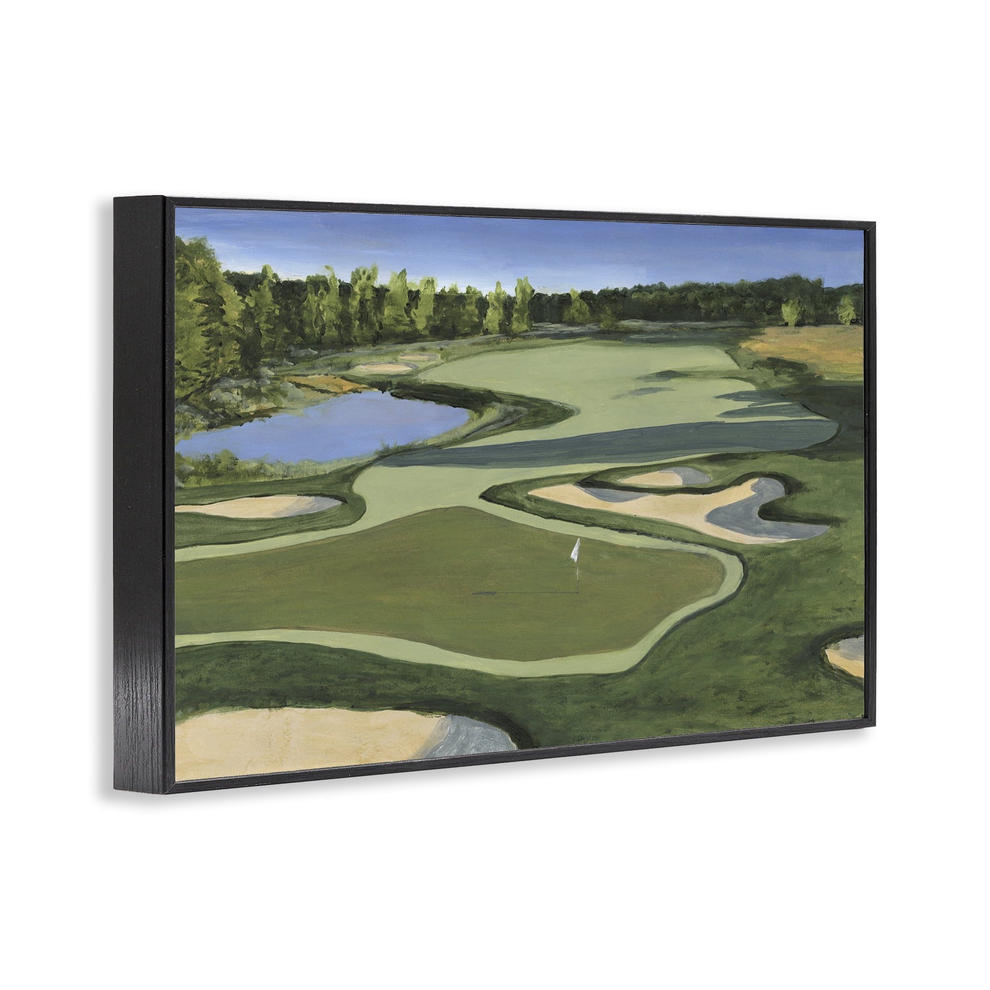 Stupell Industries Traditional Golf Course Landscape Painting Black Framed Art Print Wall Art, 30 x 20