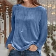 thumbnail image 2 of Womens Tops And Blouses Long Sleeve Solid Color Velvet Hoodie With Round Neck And Long Sleeves Blouses For Women Business Casual, 2 of 5
