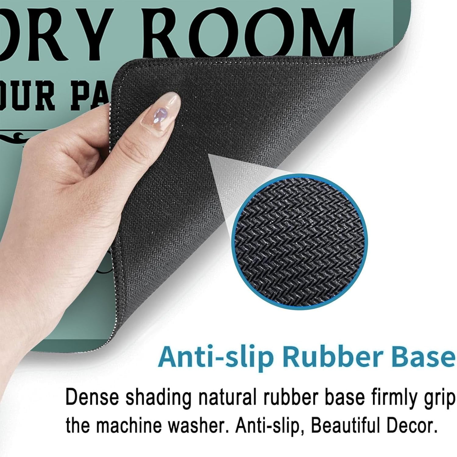 Non-Slip Washer & Dryer Top Cover Protector Mat Dust-Proof Washing Machine Cover Pad With Vintage Teal & Green Laundry Sign Design Universal 23.6"x19.7" for Laundry Room & Kitchen Decor