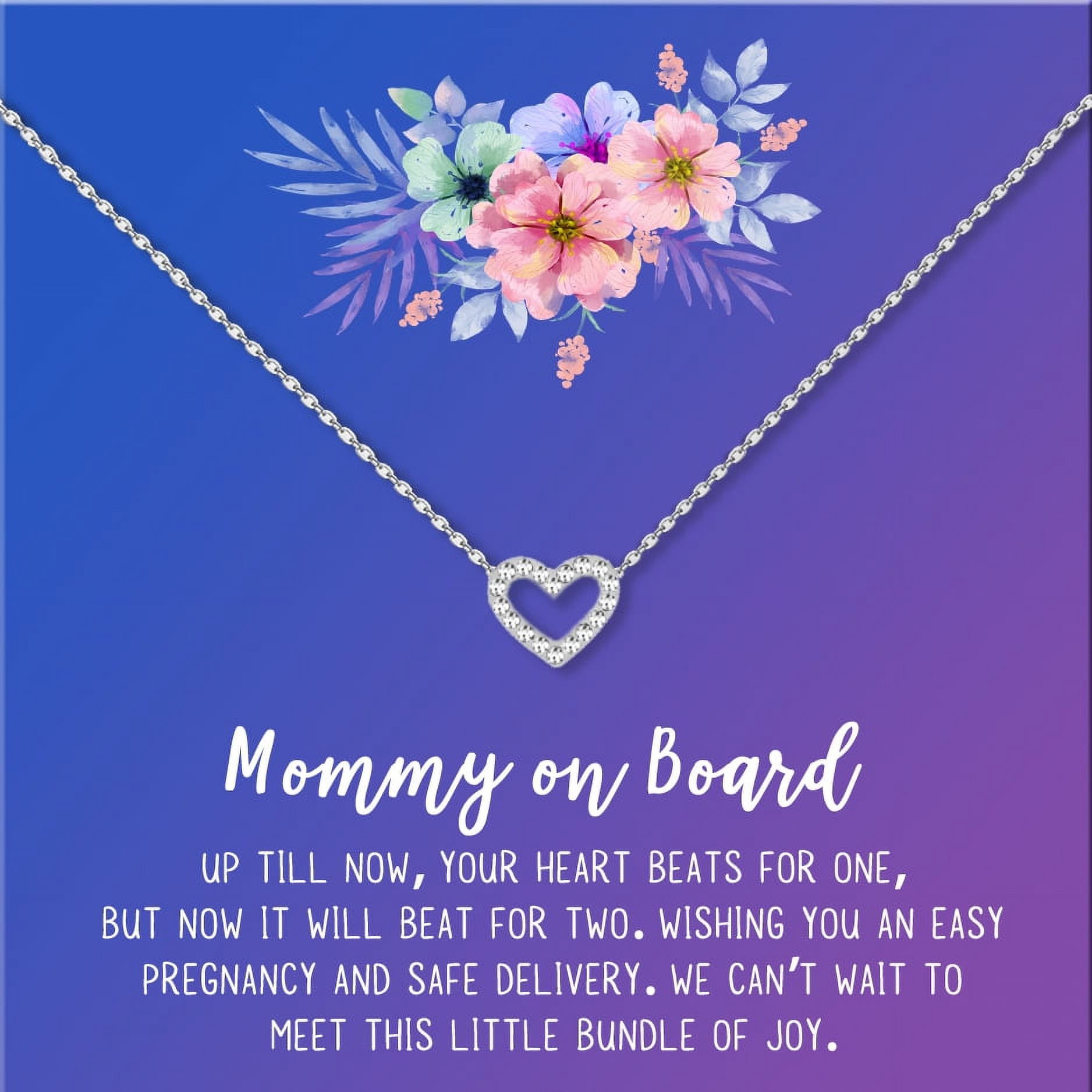 Mommy to Be Mother's Day Gift, Jewelry for Sister, New Mom Mother's Day Gift, Gift for Her, Necklace and Card Gift for Mom, Mommy to be Necklace and Card [Silver Heart,Blue-Purple Gradient]