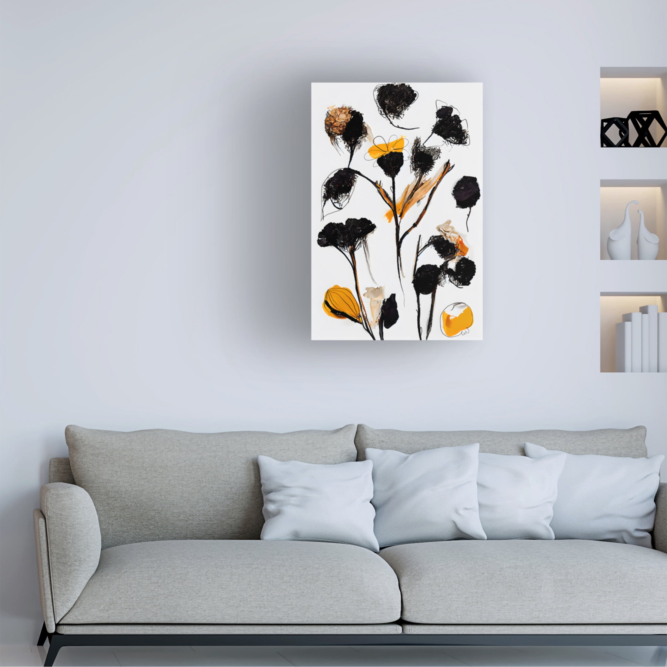 Canvas Wall Art - Treechild 'Black Dry Flowers' Wall Art for Living Room, Bedroom, or Office D?cor by Trademark Fine Art - 22 x 32 Inches