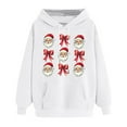 thumbnail image 4 of PNTUTB Women's Christmas Cute Printed Off Shoulder Pocket Long Sleeved Hooded Drawstring Pullover Casual Loose Sweatshirt, 4 of 6