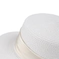 thumbnail image 5 of UTSJKR Womens Flat Crown Fedora Hat with Ruched Satin Rhinestone Buckle Band for Summer Date Night Garden Picnic Lakefront Walk Elegant Foldable Headwear White, 5 of 6