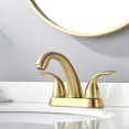 thumbnail image 2 of Brushed Gold 4 Inch Centerset 2 or 3 Holes 2 Handle Bathroom Faucet, Bathroom Faucet with Copper Pop Up Drain and Water Supply Lines, 2 of 18