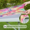 thumbnail image 6 of Colorful Tie Dye Pattern Square Fitted Tablecloth with Elastic Edge,Square Table Cover,Washable Elastic Table Cover for Home Kitchen Party Decor 36"x36", 6 of 6