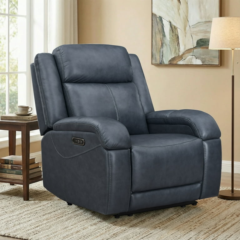 Spruce & Spring Genuine Leather Wall Hugger Power Recliner with