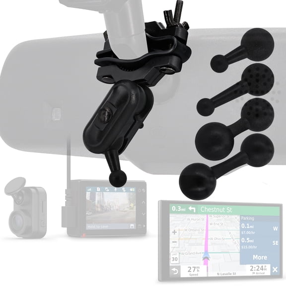 iSaddle CH369 for Garmin GPS Car Mirror Mount Holder Bike Bicycle Motorcycle Handle Bar Mount Holder with Exclusive 17mm Ball Connection for All Garmin Nuvi GPS Navigator