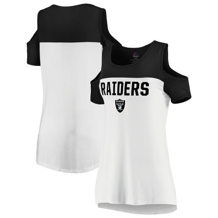 - Oakland Raiders Majestic Women's Pure Dedication Open Shoulder T-Shirt - White/Black