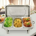 thumbnail image 4 of Jacgood Chafing Dish Buffet Chafer Set 4 Packs 8 Qt. Foldable Rectangular Stainless Steel Chafer Set with 1/3 Size Food Pans, 4 of 7