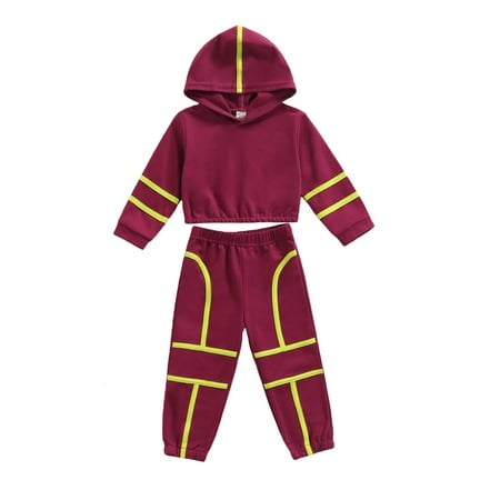 

Sunisery 2Pcs Autumn Kids Girls Casual Clothes Patchwork Hooded Pullover Tops Elastic Waist Pants Set Red 18-24 Months