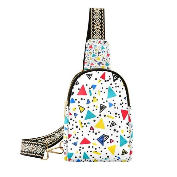 FORMRS Womens Crossbody Sling Bag Travel Daypack Shoulder Chest Backpack, Colorful Triangles
