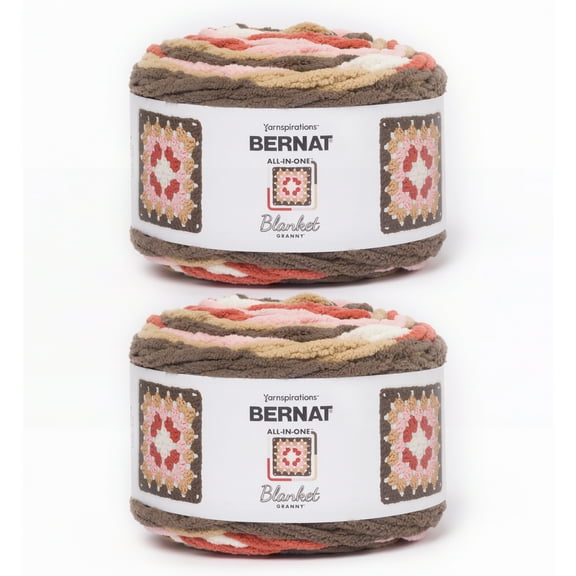 Bernat® All In One Blanket Granny™ #6 Super Bulky Polyester Yarn, Choco Berry 8.5oz/240g 178 Yds (2Pk)