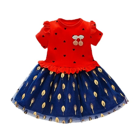 

Toddler Kids Girls Floral Short Sleeves Tulle Ball Gown Dress Princess Clothes