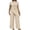 A Beige, variant on Women's 2 Piece Outfits Lounge Sets Women Spring And Summer Solid Color Irregular Tops Wide-Leg Pants Suit Beige L