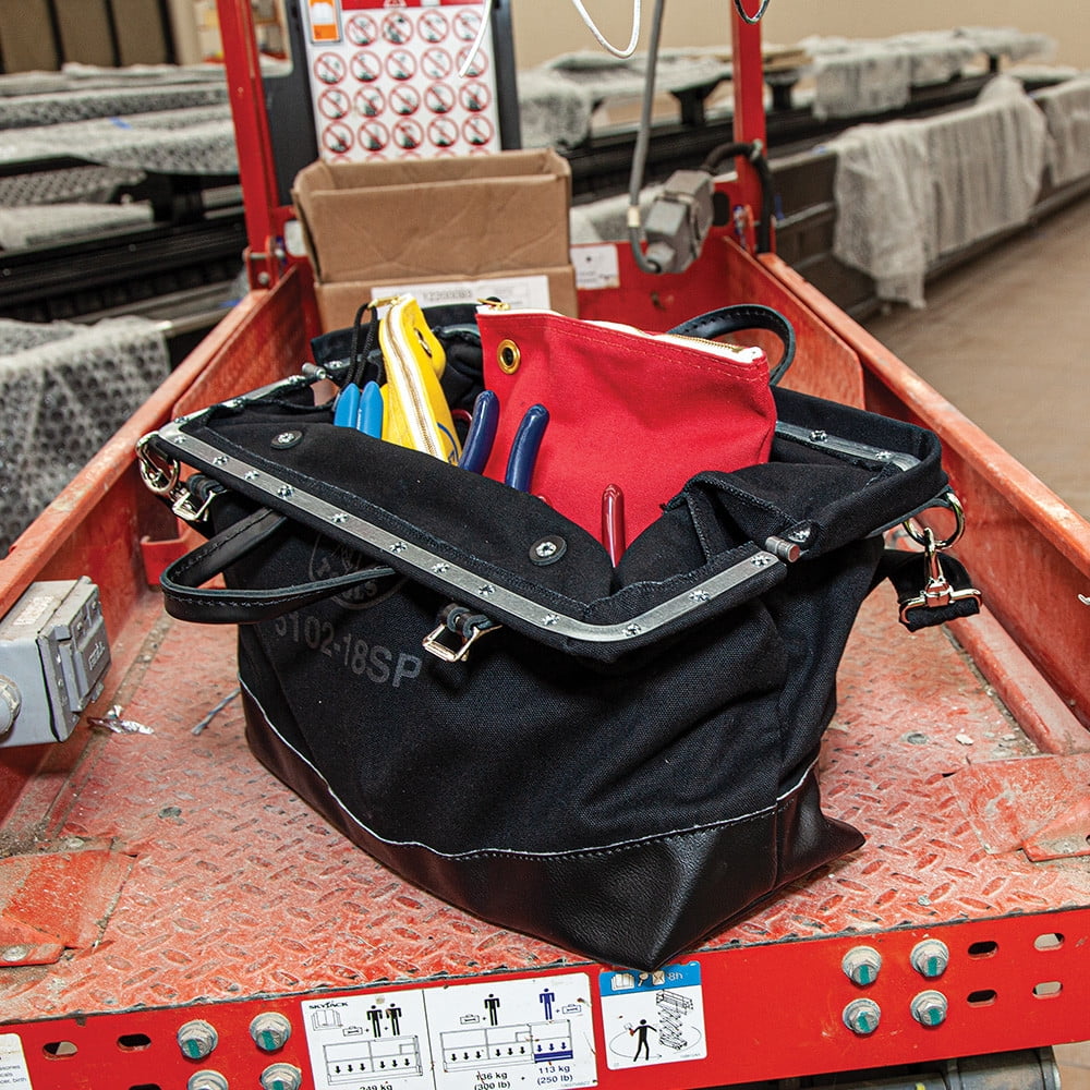 Klein Tools 510218SPBLK 18 in. Deluxe Canvas Tool Bag - Black